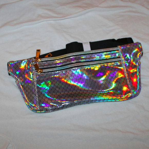 iAbler Handbags - Silver mermaid rave holographic fanny waist pack